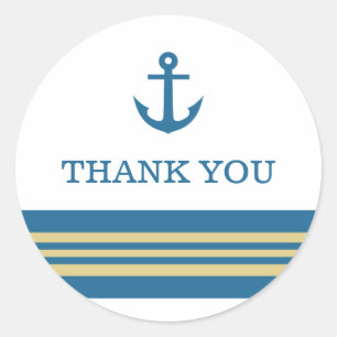 Blue Gold Nautical Anchor Danke Stickers