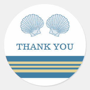 Blue Gold Nautical Seashells Danke Stickers