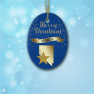 Blue Gold Nevada Star Keramikornament