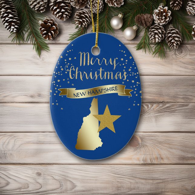 Blue Gold New Hampshire Star Keramikornament (Von Creator hochgeladen)