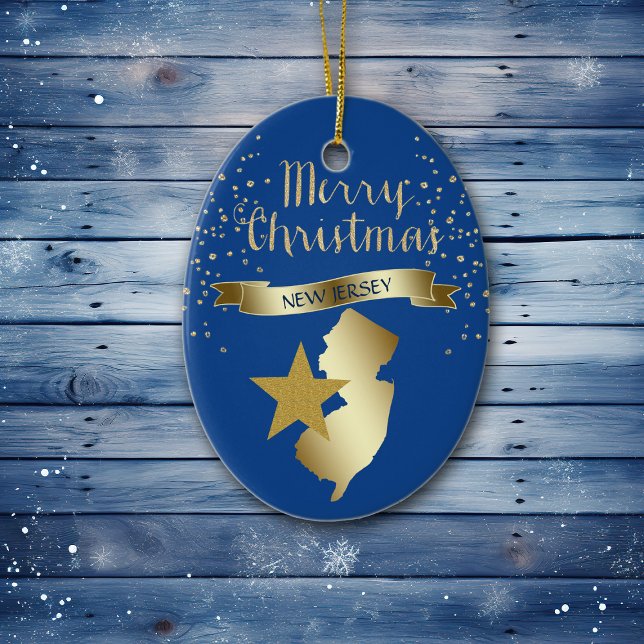 Blue Gold New Jersey Star Keramikornament (Von Creator hochgeladen)