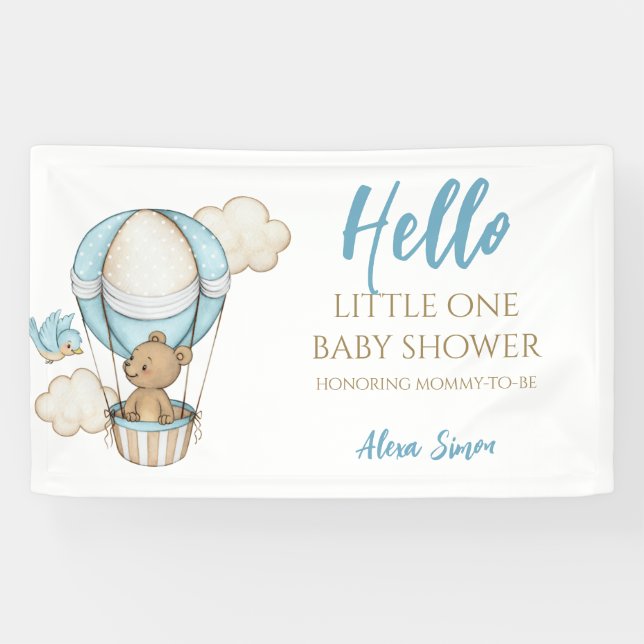 Blue Gold Niedlich Baby Boy Dusche Banner (Horizontal)