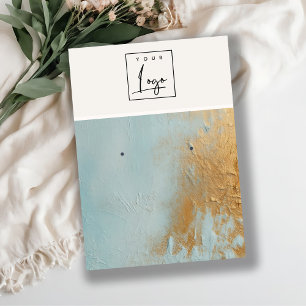Blue Gold Oil Paint Texture Logo Earring Holder Visitenkarte