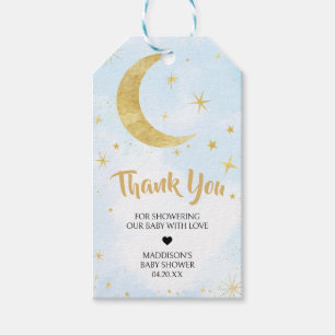 Blue Gold over Moon Baby Duwer Fevor Tags Geschenkanhänger