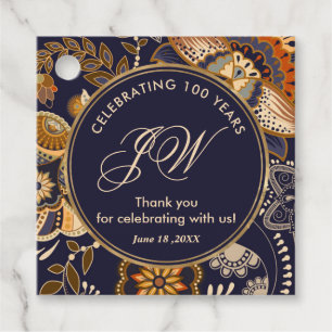 Blue Gold Paisley Pattern 100. Geburtstag Vielen D Geschenkanhänger