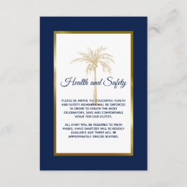 Blue Gold Palm Tree Hochzeit Gesundheit und Sicher Begleitkarte