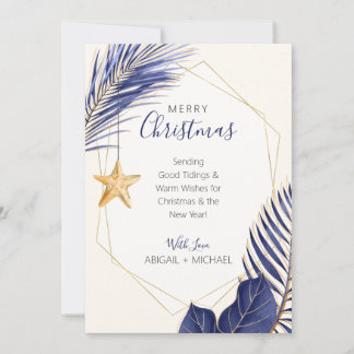 Blue Gold Palm Tree Tropical Beach Weihnachten