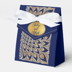 Blue Gold Peacock Jugendstil-Gastgeschenk Hochzeit Geschenkschachtel