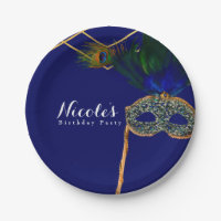 Blue & Gold Peacock Masquerade Custom Party