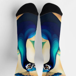 BLUE GOLD PEACOCK SOCK SOCKEN