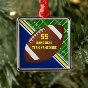 Blue Gold Personalisiert Football Weihnachtsschmuc Ornament Aus Metall