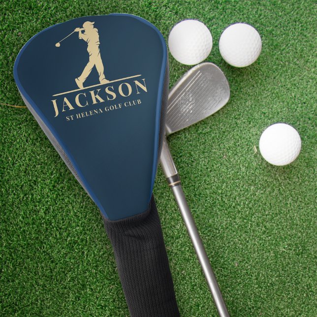 Blue & Gold Personalisiert Monogram Golfer Golf Headcover (Von Creator hochgeladen)