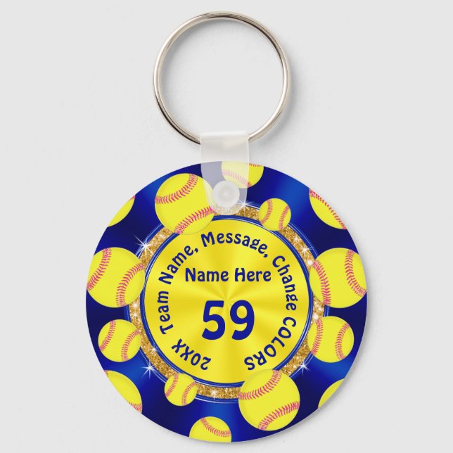 Blue Gold Personalisiert Softball Geschenkgutschei Schlüsselanhänger (Vorderseite)