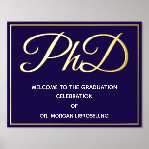 Blue Gold PhD Abschluss Willkommen Foliendrucke