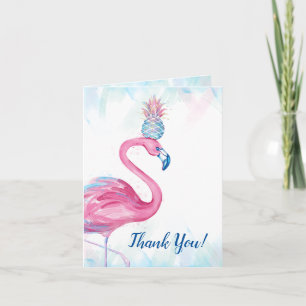 Blue Gold Pink Flamingo Ananas Vielen Dank Karten