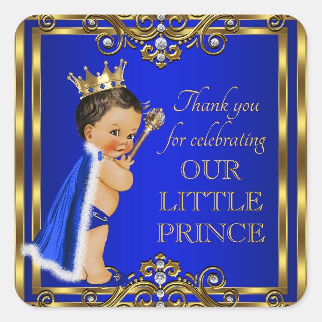 Blue Gold Prince Baby Shower Stickers (Vorderseite)