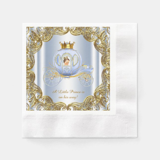 Blue Gold Prince Carriage Prince Baby Dusche Serviette (Vorderseite)