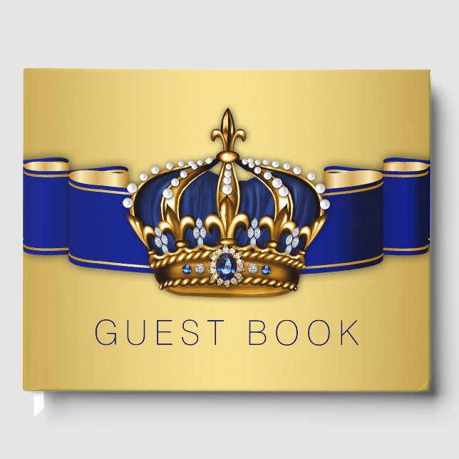 Blue Gold Prince King Crown Gästebuch (Vorderseite)
