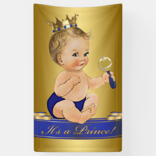 Blue Gold Prinz Jungen Baby Shower Banner