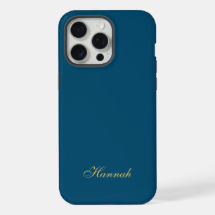 Blue Gold Professioneller Trend Minimalist Name iPhone 15 Pro Max Hülle