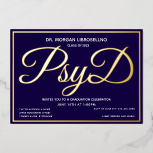 Blue Gold PsyD Abschluss Folieneinladung