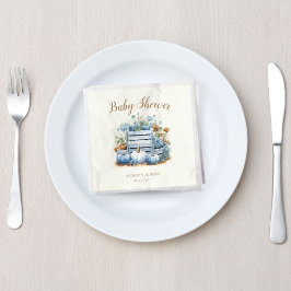 Blue Gold Pumpkin Autumn Baby Showdusche Serviette