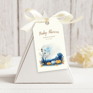 Blue Gold Pumpkin Baby Dusche Willkommen Geschenkanhänger