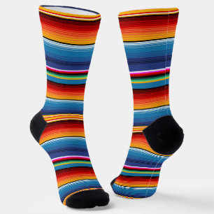 Blue Gold Red Mexican Sarape Socken