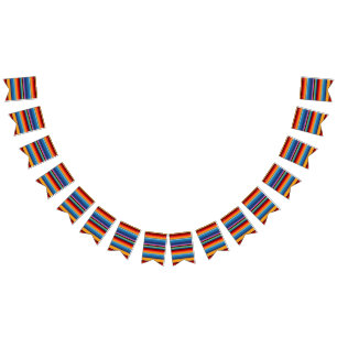 Blue Gold Red Mexican Sarape Wimpelkette