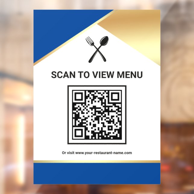 Blue Gold Restaurant Digitales QR-Code-Menü Fensteraufkleber (Blatt 2)