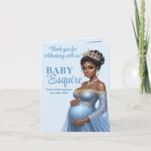 Blue & Gold Royal Baby Showdusche Afrikanische ame Dankeskarte