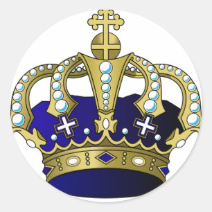 Blue & Gold Royal Crown Runder Aufkleber