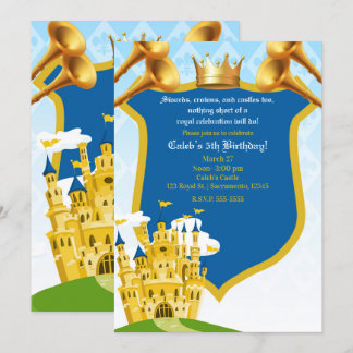 Blue & Gold Royal Prince Burg Geburtstagsparty Einladung