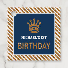 Blue Gold Royal Prince Crown Erster Geburtstag Geschenkanhänger