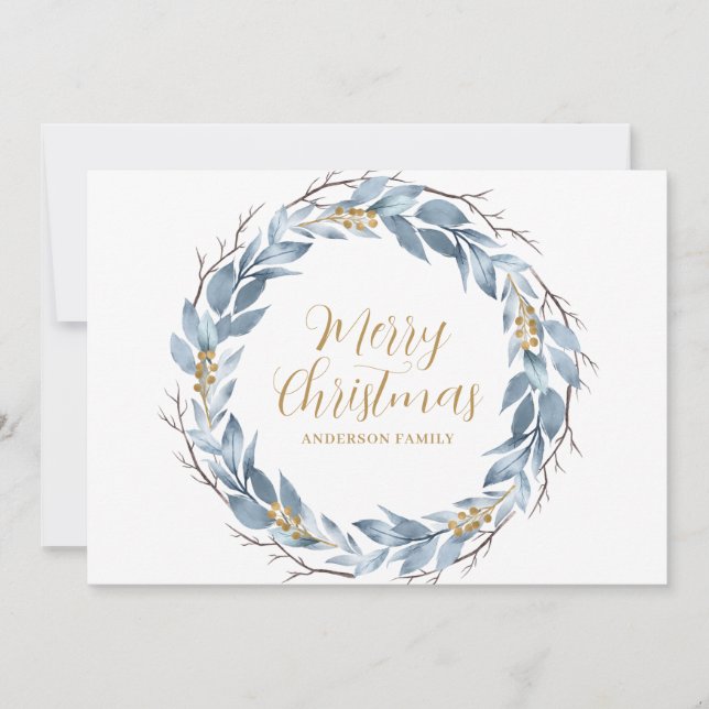 Blue Gold Rustikale Personalisierte Weihnachten (Vorderseite)