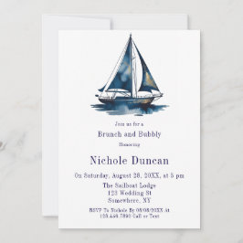 Blue & Gold Sailboat Nautical Brunch and Bubbly Einladung