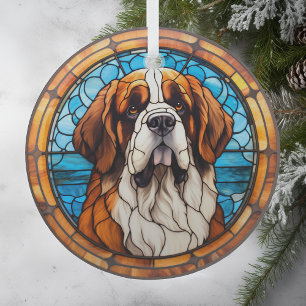 Blue Gold Saint Bernard Dog erhalten Ornament Aus Glas