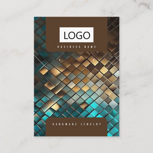 Blue Gold Schmuck Ohrringe Nekklace Display Card Visitenkarte (Vorderseite)