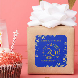 Blue & Gold School Uni Class Wiedersehen Quadratischer Aufkleber