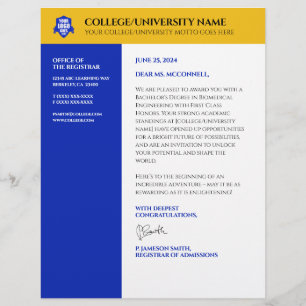 Blue Gold School Uni University Briefbogen