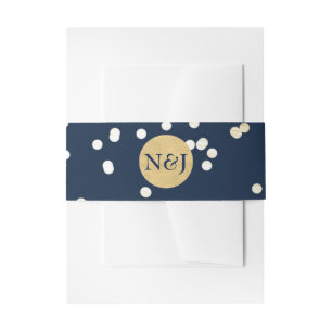 Blue & Gold Shiny Confetti Dots Moderne Einladung Einladungsbanderole