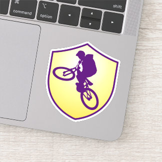 Blue Gold Silhouette Cyclist Shield Aufkleber