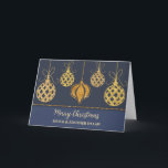 Blue Gold Sister & Brother of Law Weihnachten Karte<br><div class="desc">Frohe Weihnachten für Schwester und Bruder in Jura Karte in modernem Marineblau mit funkelnd Goldverzierungen.</div>