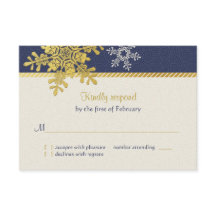Blue Gold Snowflake Winter Hochzeitskarte