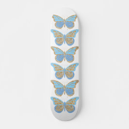 Blue Gold Sparkle Butterfells Skateboard
