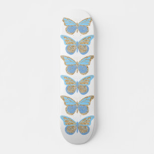Blue Gold Sparkle Butterfells Skateboard