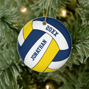 Blue Gold Sports Team Colors Volleyball Keramik Ornament