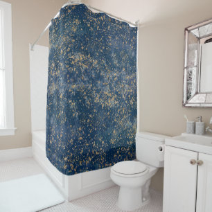 Blue & Gold Spritzer Glam Modern Duschvorhang