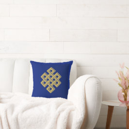 Blue & Gold Square Pillow - Luxuriös & elegant H Kissen