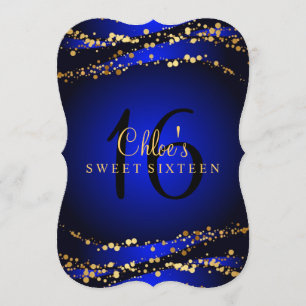 Blue & Gold Stardust Sweet 16 Einladung
